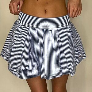 Hollister Blue and White Skater Mini Skirt